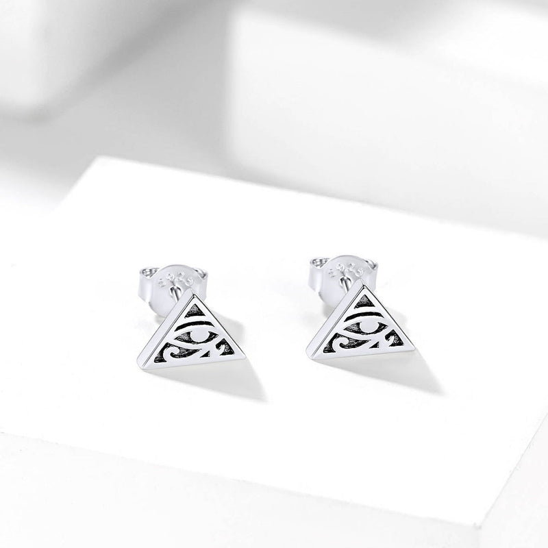 Sterling Silver Eye of Ra Stud Earrings for