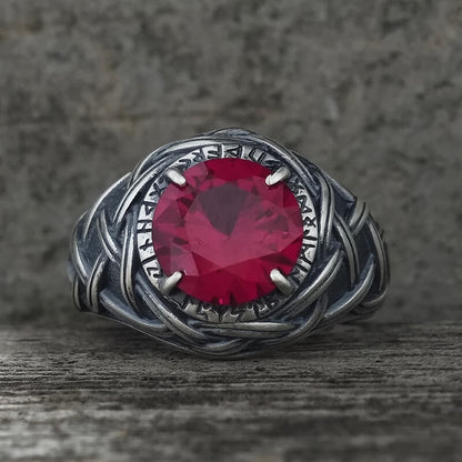 Celtic Knot Viking Rune Zircon Sterling Silver Ring