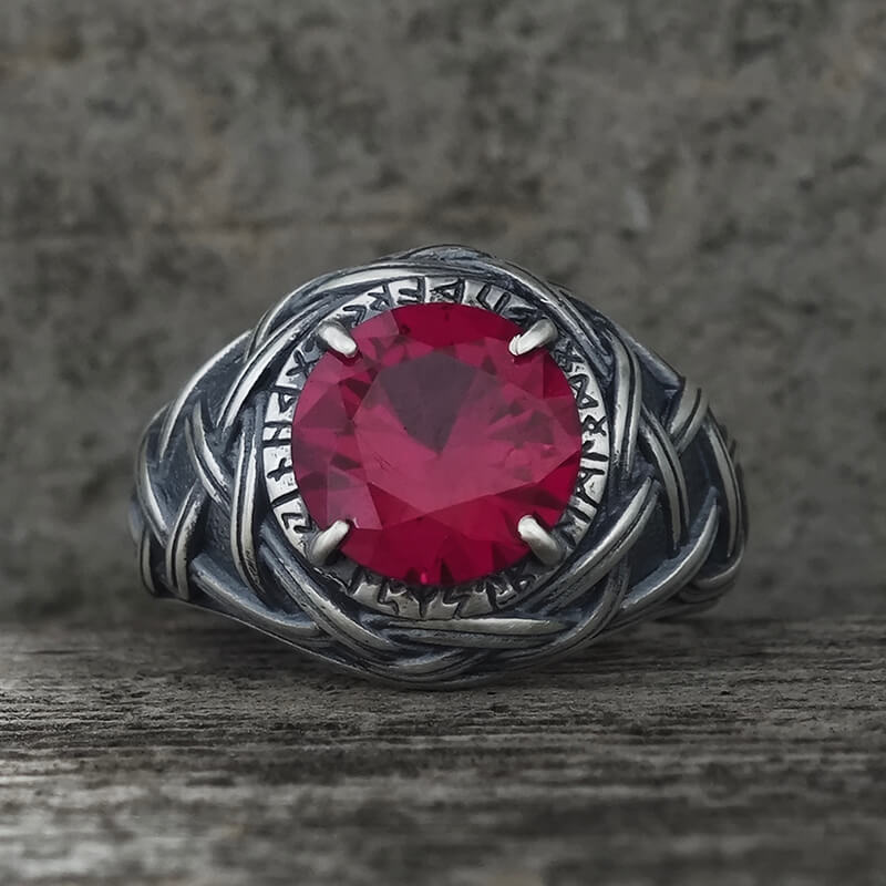Celtic Knot Viking Rune Zircon Sterling Silver Ring
