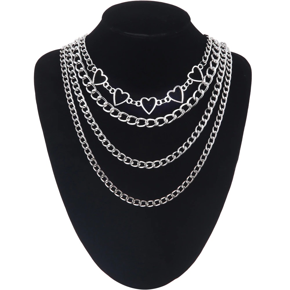 Chain Necklace With Heart for / Aesthetic Layered Necklace