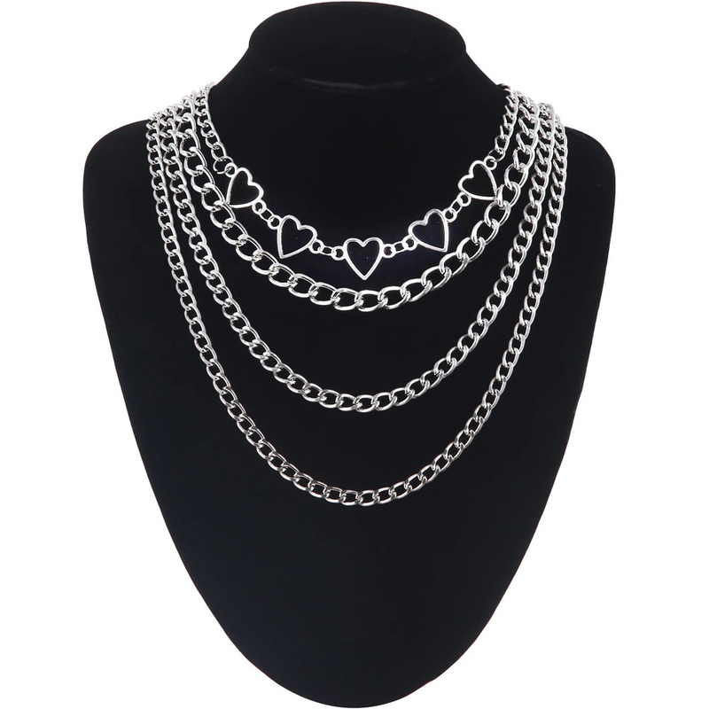 Chain Necklace With Heart for / Aesthetic Layered Necklace