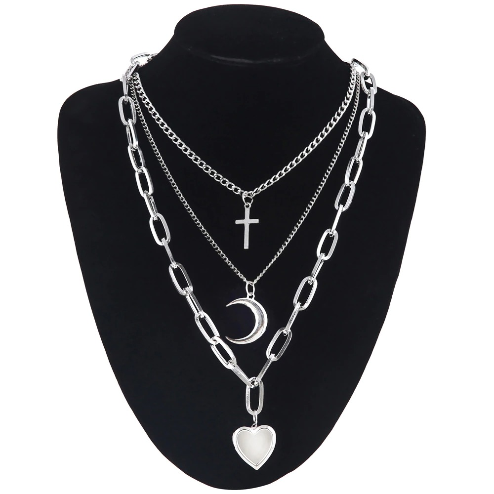 Chain Necklace With Heart for / Aesthetic Layered Necklace
