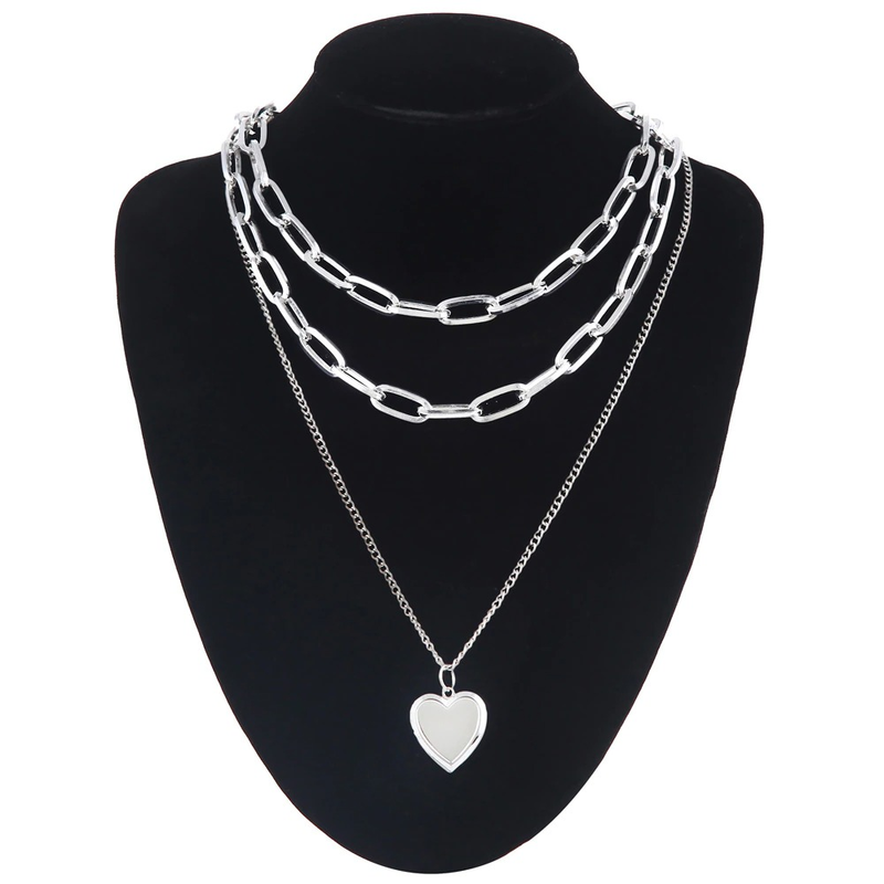 Chain Necklace With Heart for / Aesthetic Layered Necklace