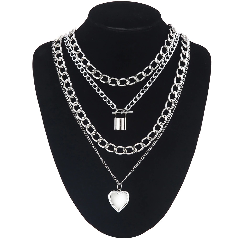 Chain Necklace With Heart for / Aesthetic Layered Necklace