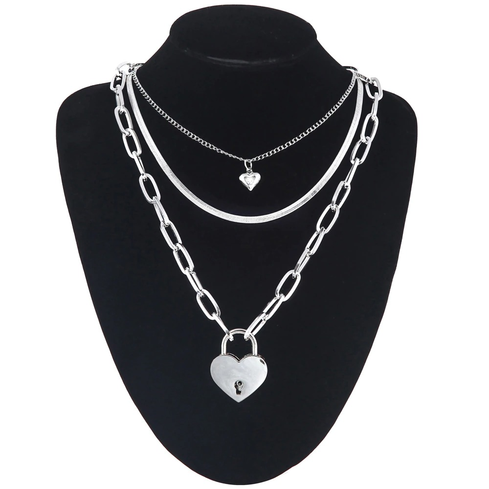 Chain Necklace With Heart for / Aesthetic Layered Necklace