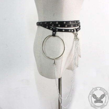 Chain Tassels Pu Leather Punk Waist Belt