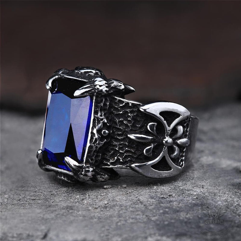 Classic Claw Stainless Steel Cz Ring