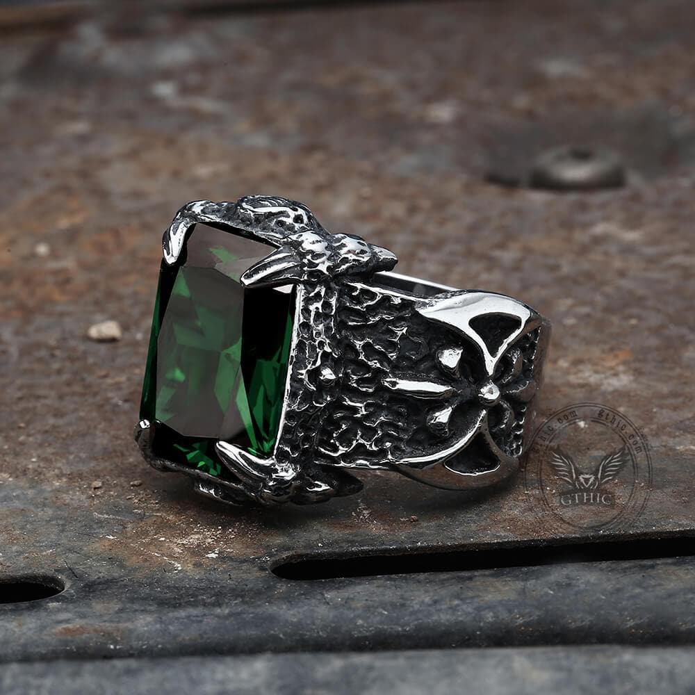 Classic Claw Stainless Steel Cz Ring