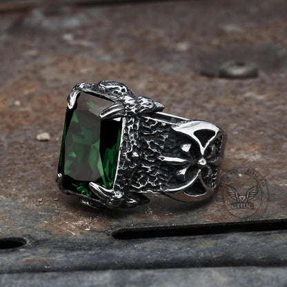 Classic Claw Stainless Steel Cz Ring