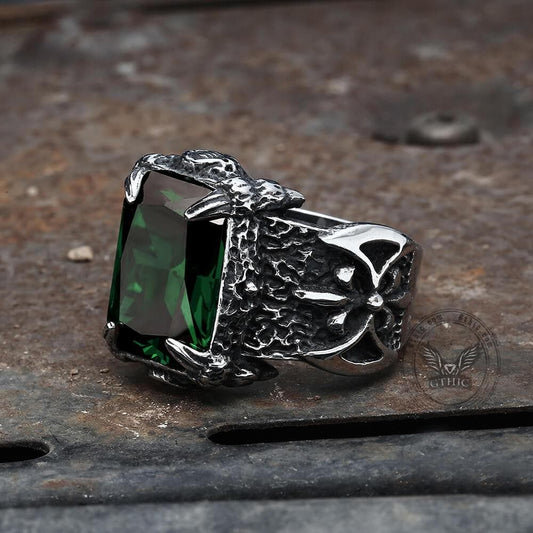 Classic Claw Stainless Steel Cz Ring