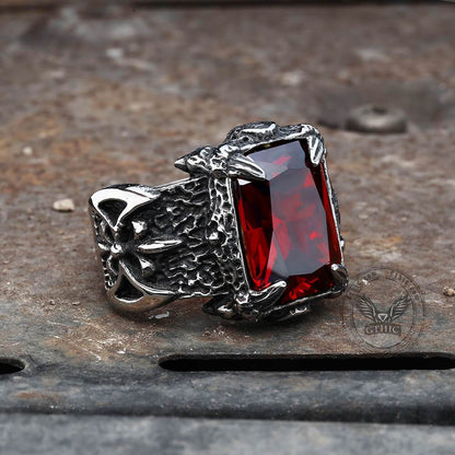 Classic Claw Stainless Steel Cz Ring