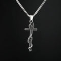 Cobra Snake Entwined Cross Pendant