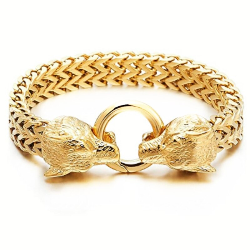 Cool Bracelet / Wolf Head Rock Style Jewelry / Stainless Steel Bracelet