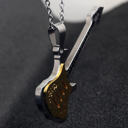 Cool Metal Chain Guitar Necklace Pendant / Quality Punk Style Jewelry