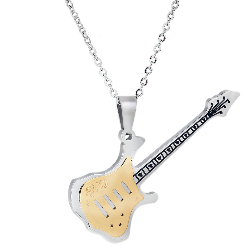 Cool Metal Chain Guitar Necklace Pendant / Quality Punk Style Jewelry