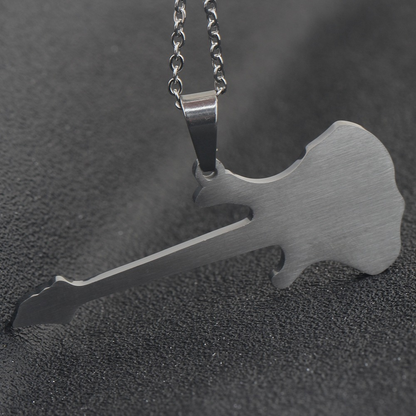 Cool Metal Chain Guitar Necklace Pendant / Quality Punk Style Jewelry