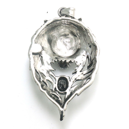 Cool Stainless Steel Wolf's Head With Black Crystal Pendant Necklace / Punk Style Jewelry