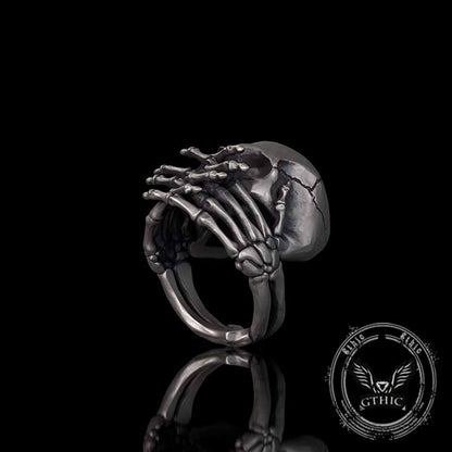 Cover Mouth Skull Sterling Silver Gothic Ring