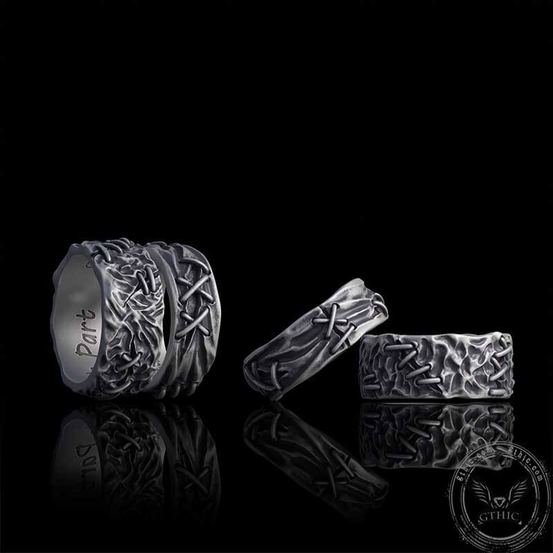 Crack Sew Knot Sterling Silver Ring