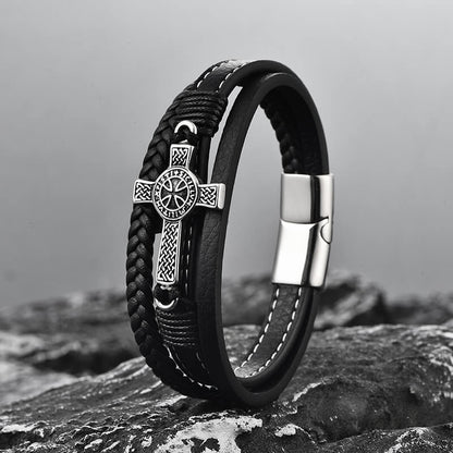 Creative Punk Cross Multi-layer Braided Leather Bracelet