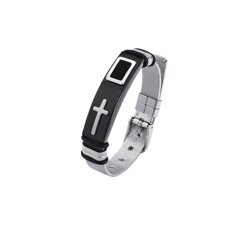 Cross Stainless Steel Bracelets in Punk Style / Motorcycle Biker Jewelry