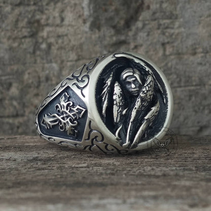 Cross Archangel Guardian Sterling Silver Ring