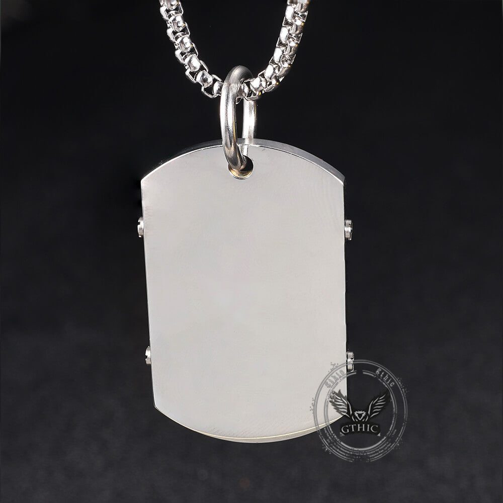 Cross Serenity Prayer Stainless Steel Military Tag Pendant