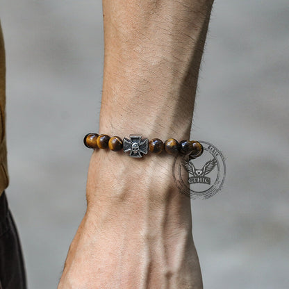 Cross Skull Stainless Steel Bead Bracelet