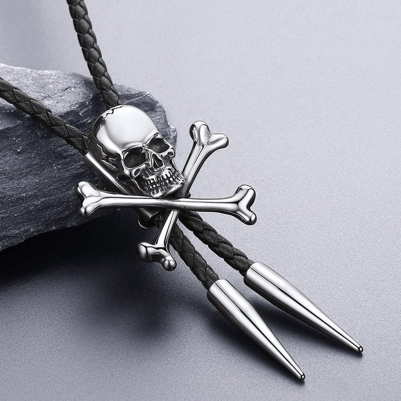 Cowboy Crossbone Skull Bolo Tie for