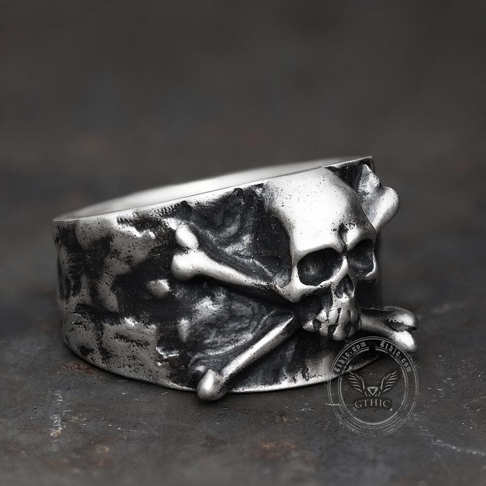 Crossbones Pirate Sterling Silver Skull Ring