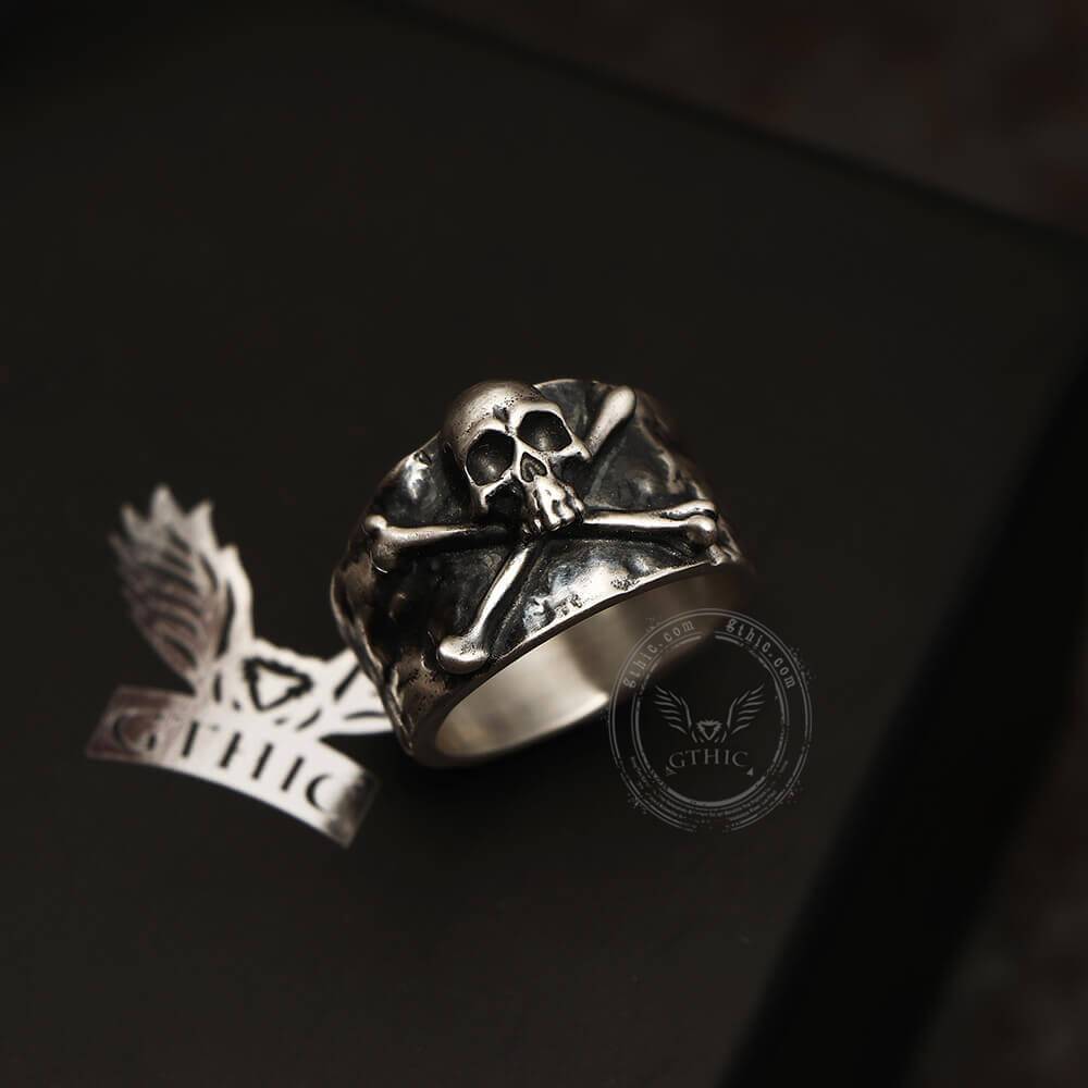 Crossbones Pirate Sterling Silver Skull Ring