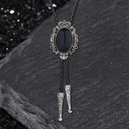 Crown Gemstone Braided Leather Bolo Tie