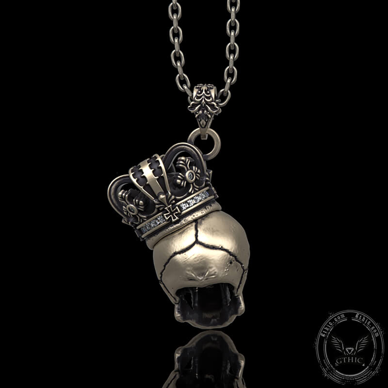 Crown Skull Sterling Silver Pendant