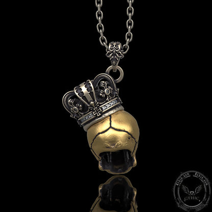 Crown Skull Sterling Silver Pendant