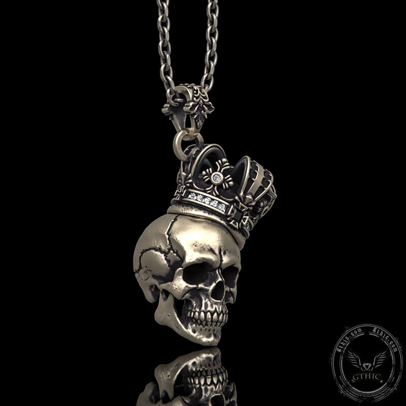 Crown Skull Sterling Silver Pendant