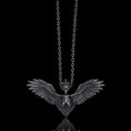 Crowned Skeleton Wings Sterling Silver Pendant