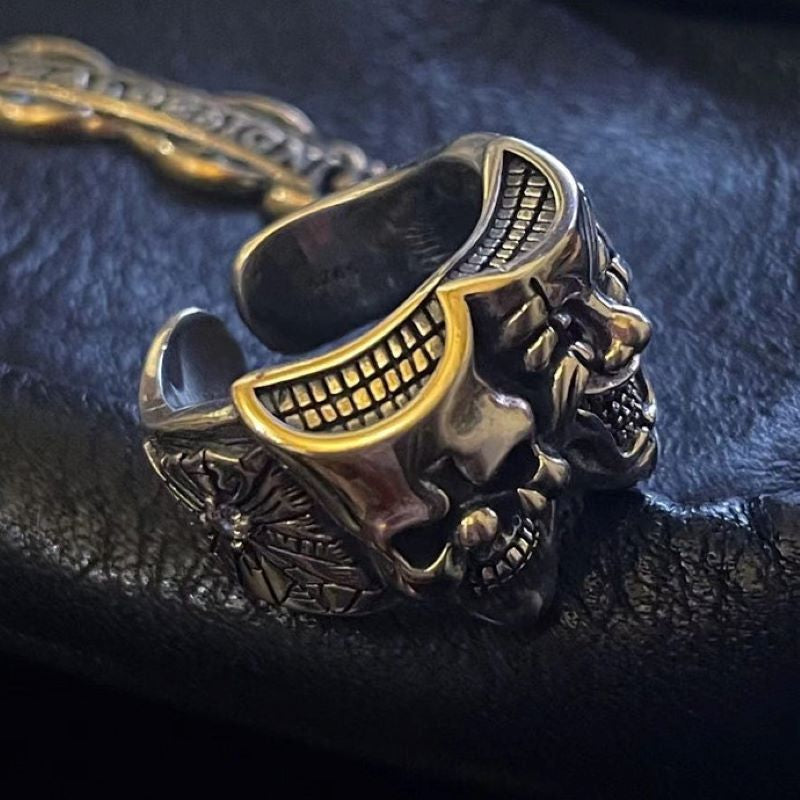Crying and Smiling Clown Sterling Silver Ring