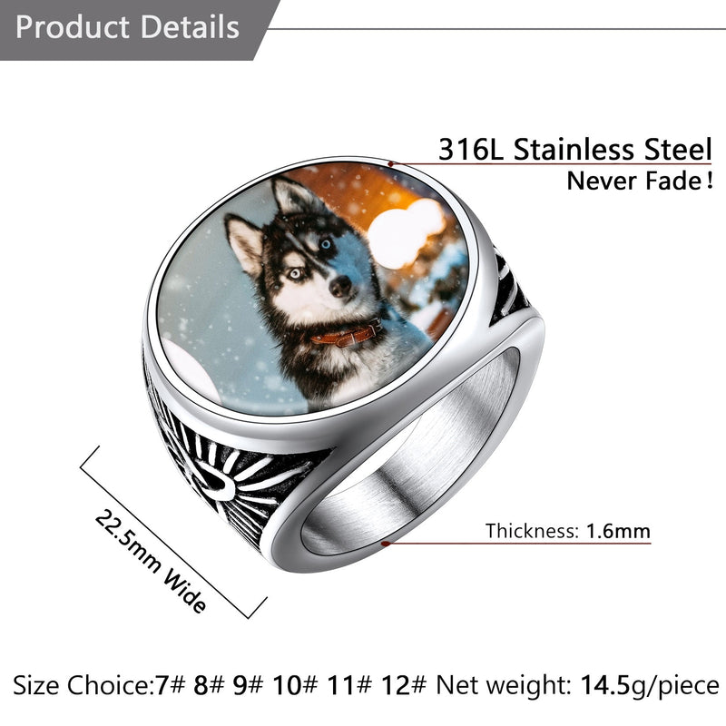 Personalized Custom Celtic Triquetra Signet Ring With Photo for