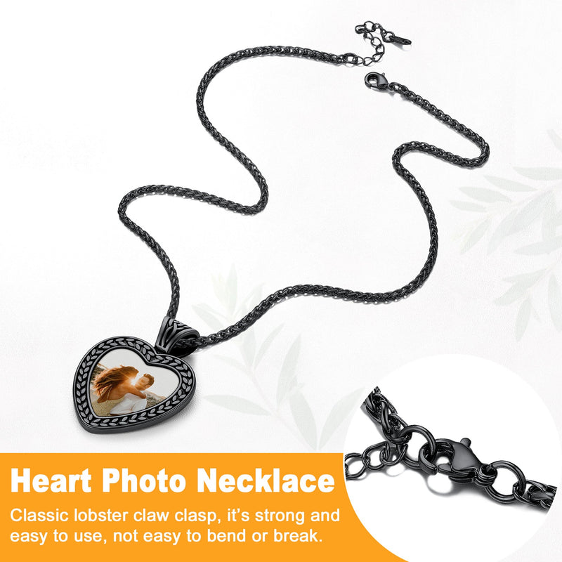 Customized Heart Photo Pendant Memorial Necklace for