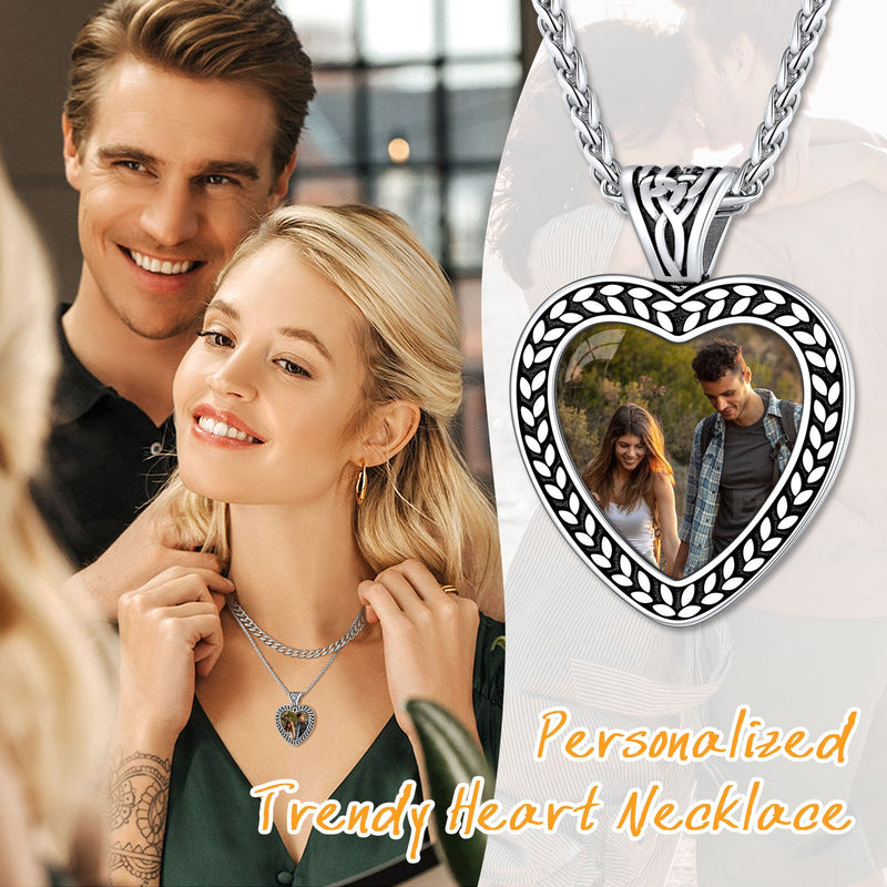 Customized Heart Photo Pendant Memorial Necklace for