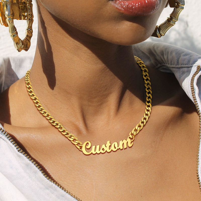 Custom Nameplate Choker Chain Necklace for 18 Inch