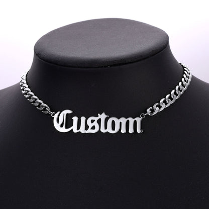 Custom Nameplate Choker Chain Necklace for 18 Inch