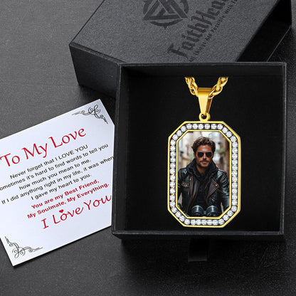 Customized Engraved Picture Dog Tag Necklace Memorial Gift
