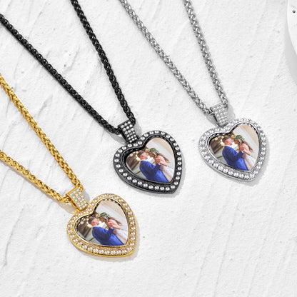 Customized Heart Picture Photo Necklace Memorial Gift for