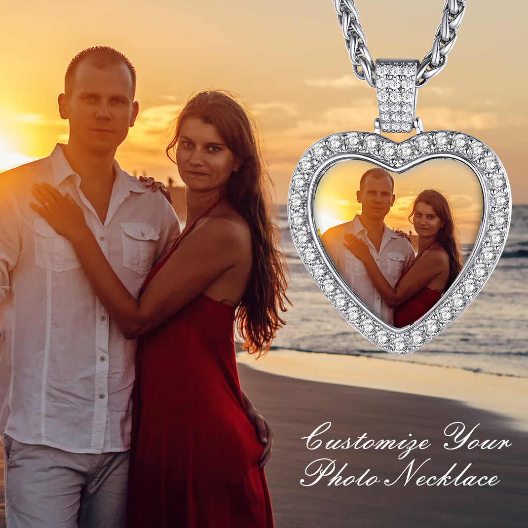 Customized Heart Picture Photo Necklace Memorial Gift for