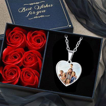 Customized Heart Photo Necklace Memorial Gift for