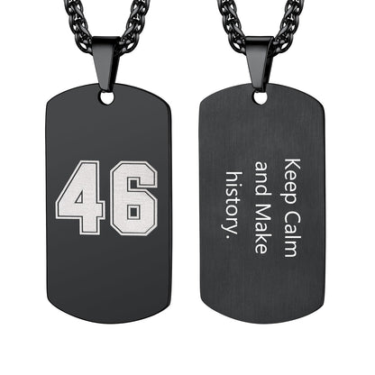 Custom Engraved Number Dog Tag Necklace for , Stainless Steel