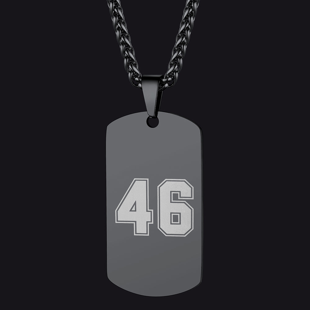 Custom Engraved Number Dog Tag Necklace for , Stainless Steel