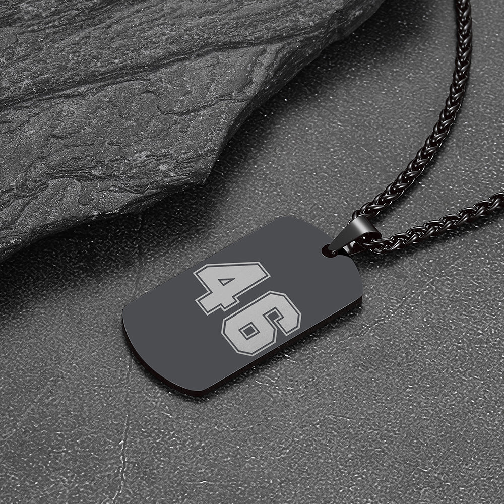 Custom Engraved Number Dog Tag Necklace for , Stainless Steel