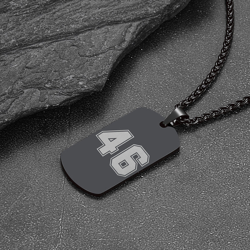 Custom Engraved Number Dog Tag Necklace for , Stainless Steel